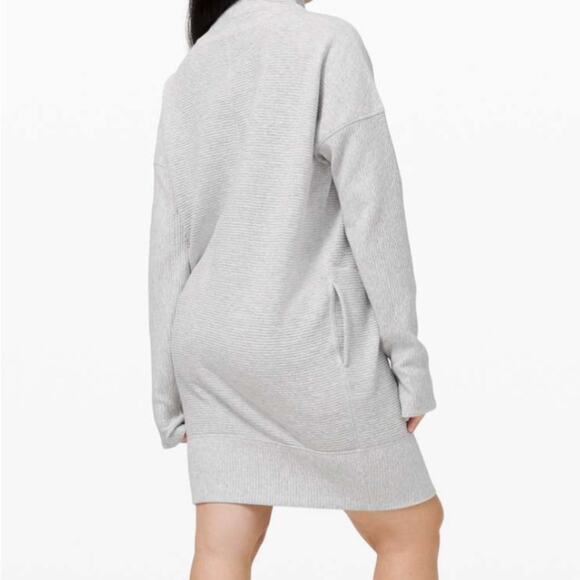 Lululemon Rib Dress Sweatshirt Size 4 Call for Cozy Gray Cotton High Neck - Picture 3 of 9
